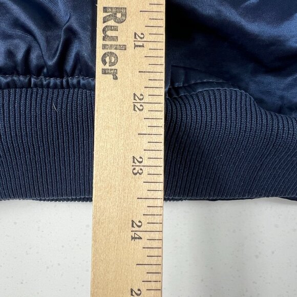 VTG 90s Starter Chicago Bears Satin Jacket Adult Large Blue Snap Button Bomber - Picture 15 of 16